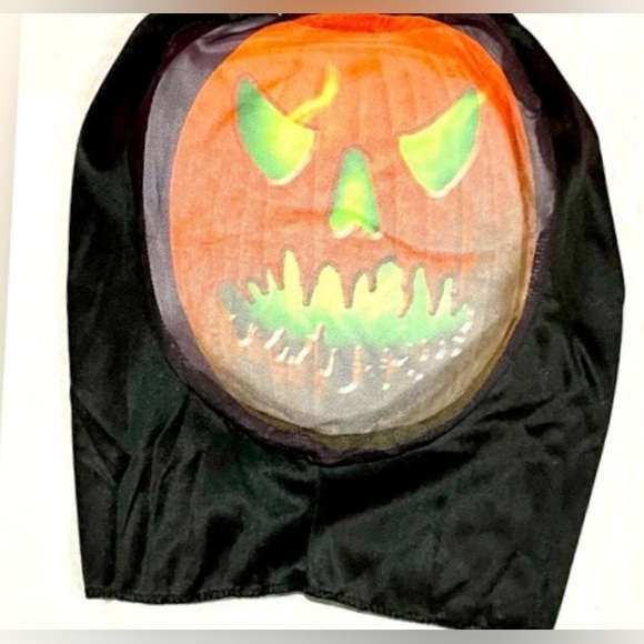 🎃SEASONS INC midnight creatures scary spooky pumpkin mesh mask size ADULT - Picture 2 of 9